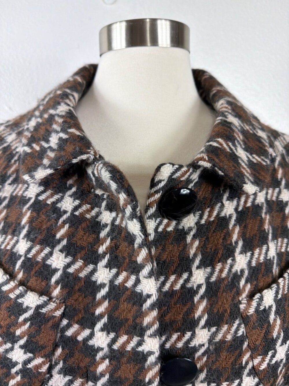 Banana Republic Wool Blend Houndstooth Jacket Coat Size M - Picture 5 of 16